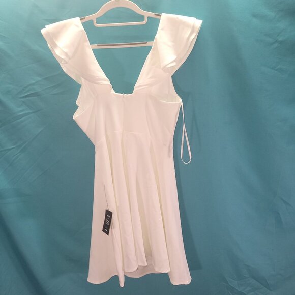 Lulus White Ruffle V-Neck Sleeveless Cocktail Dress S - Picture 6 of 8